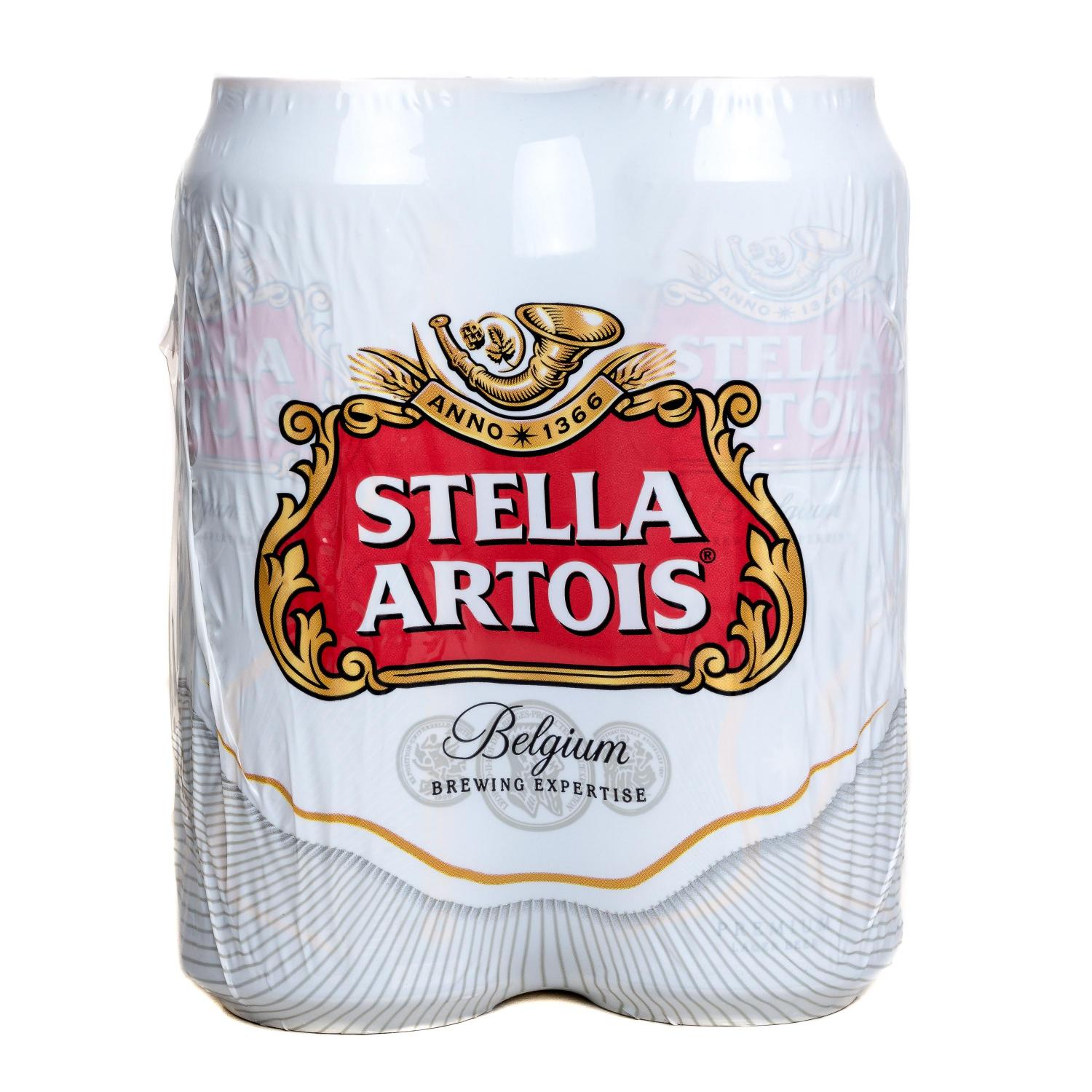 Пиво Stella Artois, светлое, 4,8%, ж/б, 4 шт. по 0,5 л (452778) - фото 1
