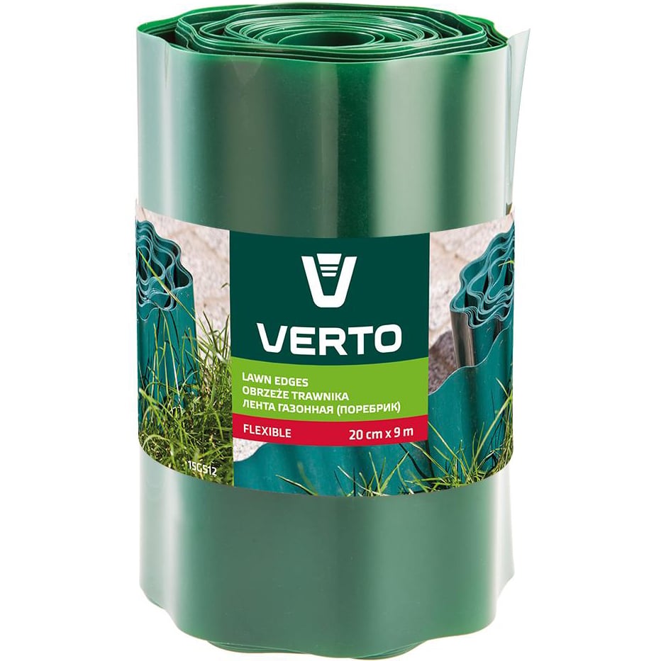 Лента газонная Verto, бордюрная, волнистая, 20 см x 9 м, зеленая (15G512) - фото 1