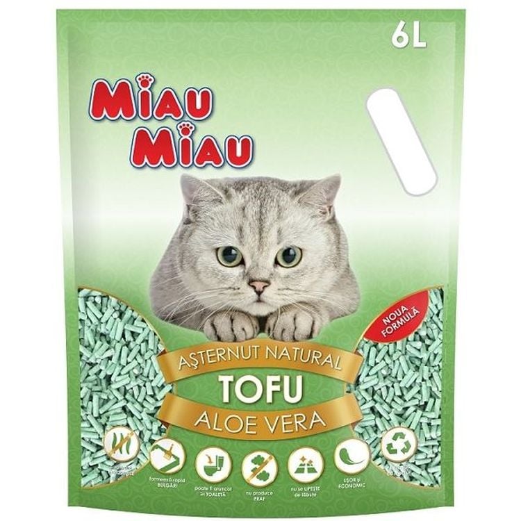 Наполнитель для кошачьего туалета Miau-Miau, тофу, с ароматом алое вера, 6 л - фото 1