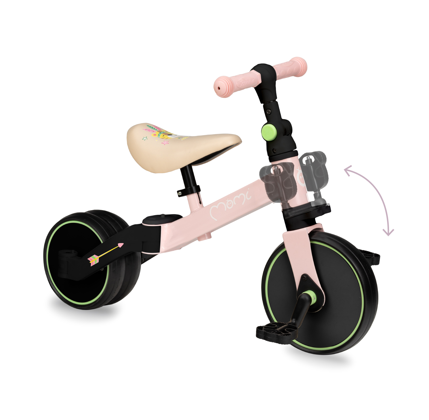 Дитячий біговел-велосипед MoMi LORIS 4 в 1, рожевий (ROBI00039) - фото 1