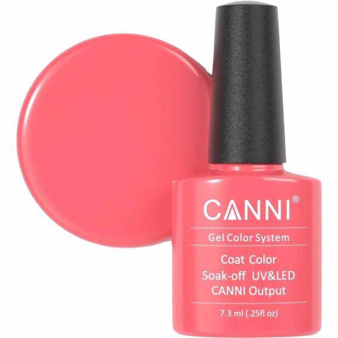 Гель-лак Canni Color Coat Soak-off UV&LED 111 яркий оранжево-розовый 7.3 мл - фото 1