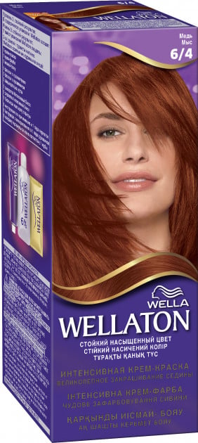 Стойкая крем-краска для волос Wellaton, оттенок 6/4 (медь), 110 мл - фото 1