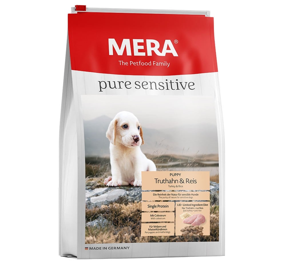 Сухой корм для щенков и кормящих собак Mera Pure Sensitive Puppy, с индейкой и рисом, 1 кг (056381-6326) - фото 1