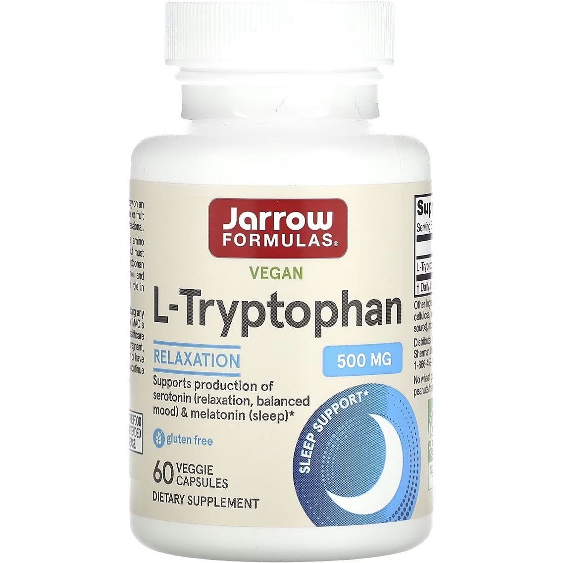 L-триптофан Jarrow Formulas L-Tryptophan 500 мг 60 вегетаріанських капсул - фото 1