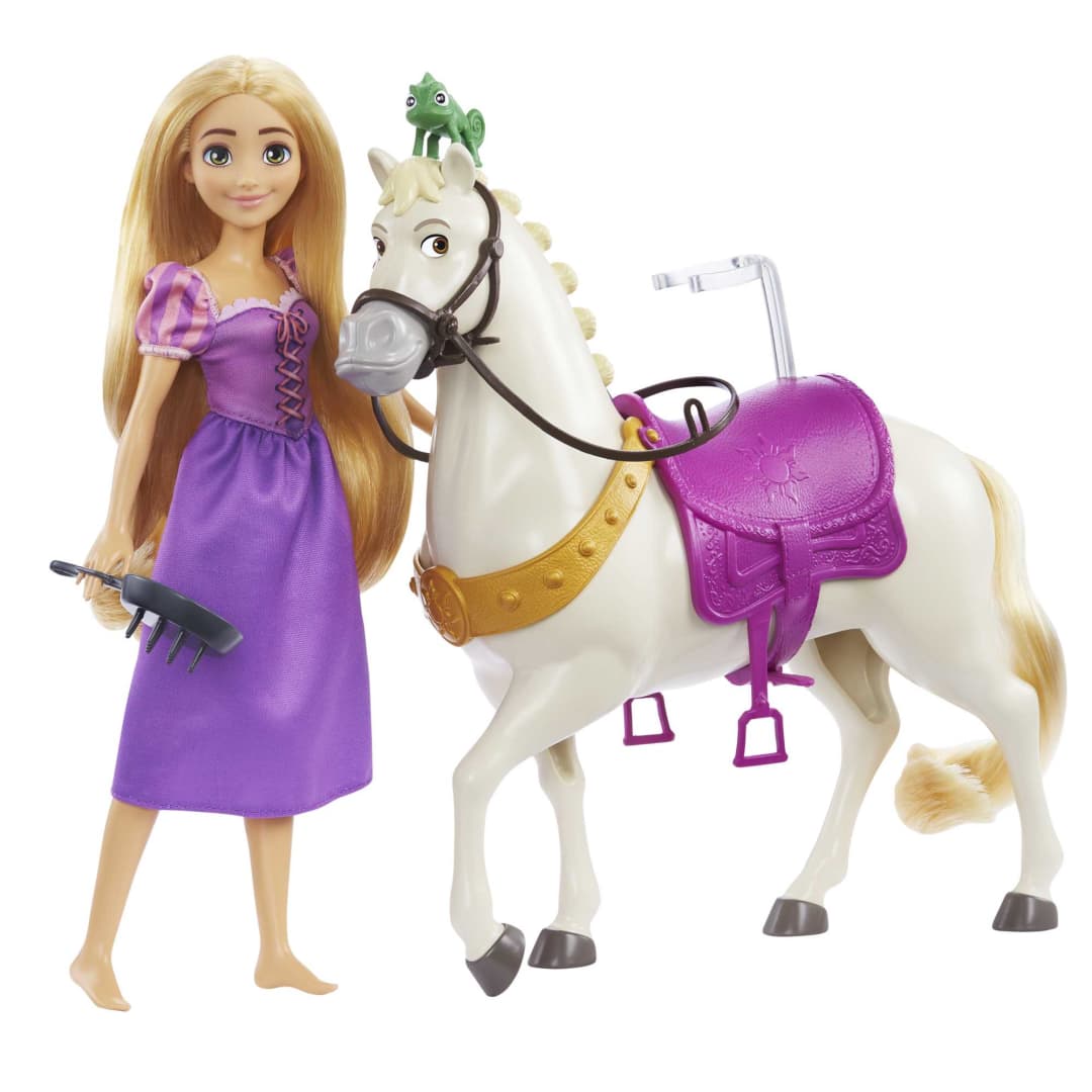 Игровой набор с куклой Disney Princess Рапунцель Принцесса с верным другом Максимусом, 27 см (HLW23) - фото 1