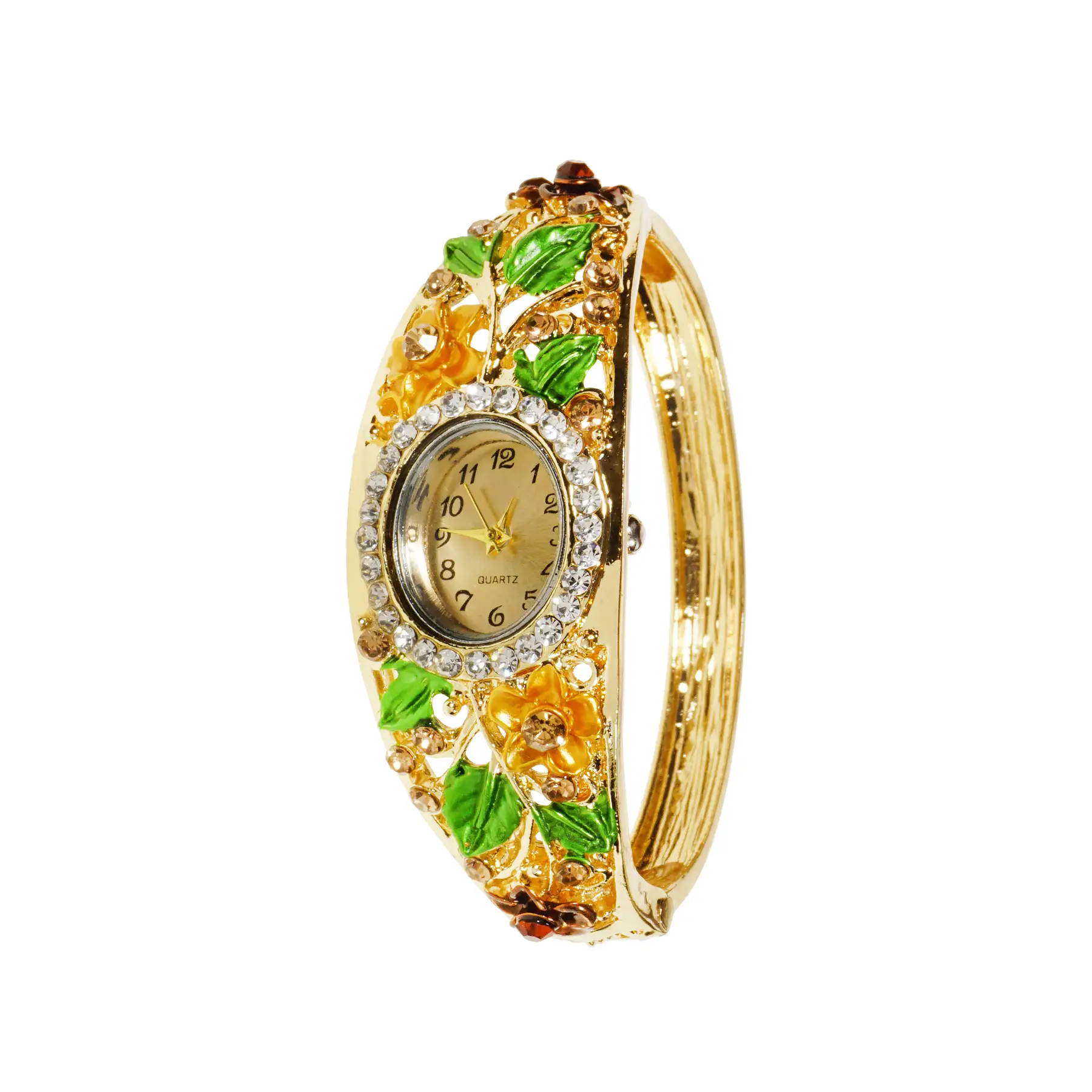 Кварцовий годинник Supretto з квітковим орнаментом, золотистий (50820003) - фото 1