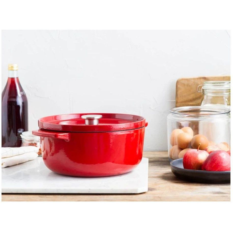 Каструля KitchenAid Cast Iron чавунна з кришкою 26 см 5.2 л червона (CC006060-001) - фото 11