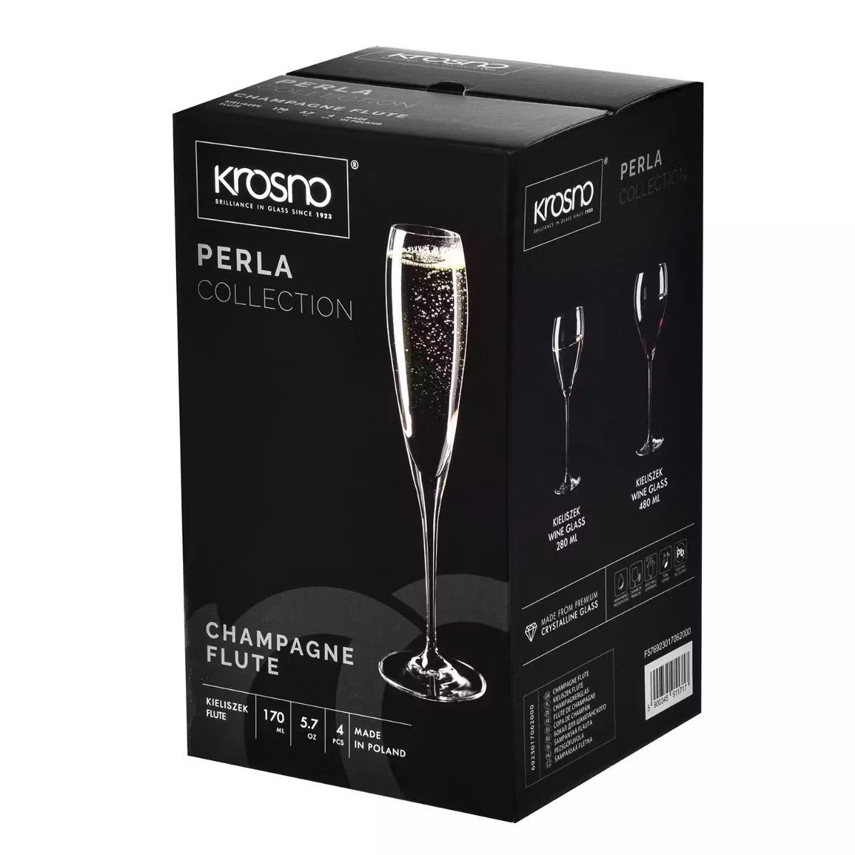 Набор бокалов для шампанского Krosno Perla Elegance, стекло, 170 мл, 4 шт. (911717) - фото 3
