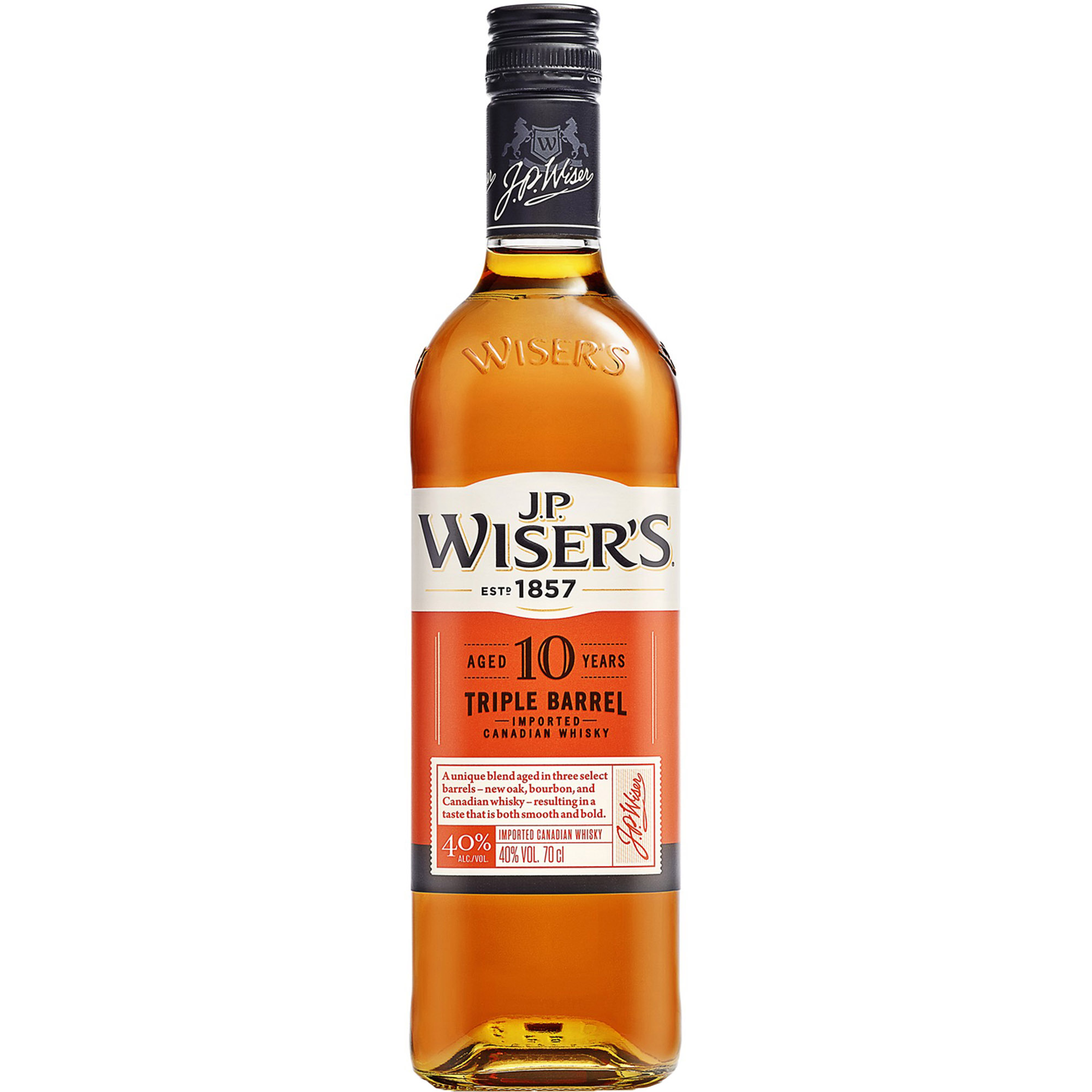 Віскі J.P. Wiser's Tripple Barrel 10 yo Blended Canadian Whiskey 40% 0.7 л - фото 1