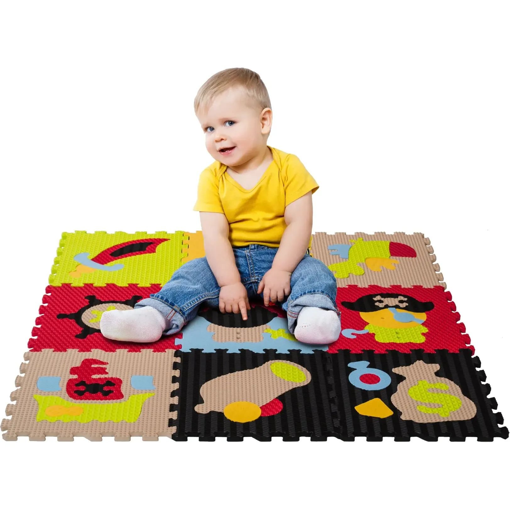 Детский развивающий игровой коврик-пазл Baby Great Приключения пиратов, 92х92 см (GB-M1503) - фото 3