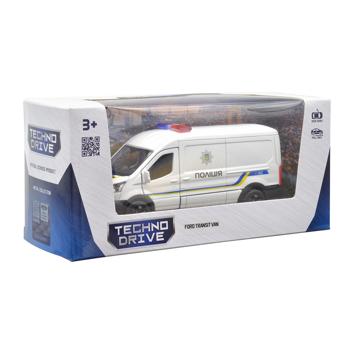 Автомодель TechnoDrive Ford Transit Van 2018 Поліція, 1:32, біла (250343U) - фото 13