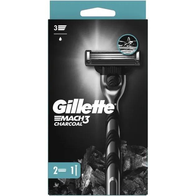 Станок для бритья Gillette Mach3 Charcoal с 2 сменными картриджами - фото 2