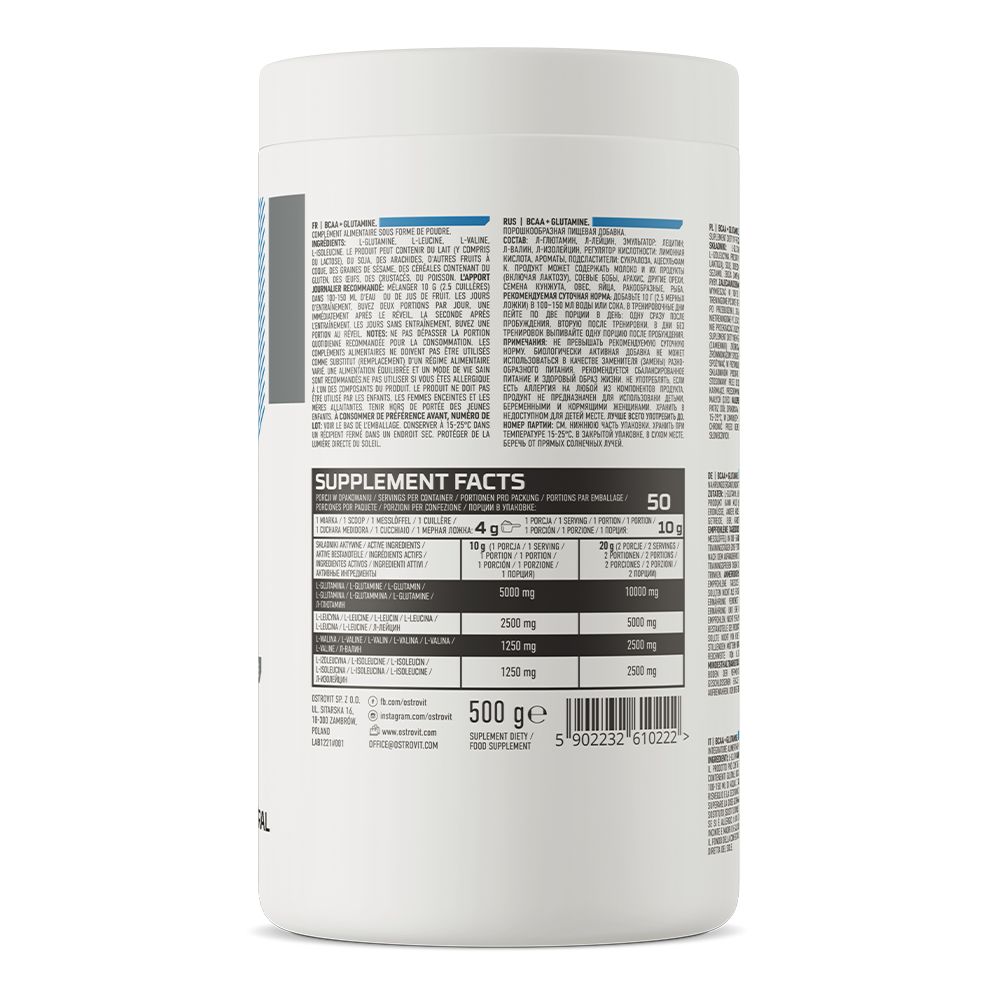 Аминокислоты OstroVit BCAA + Glutamine Natural 500 г - фото 3