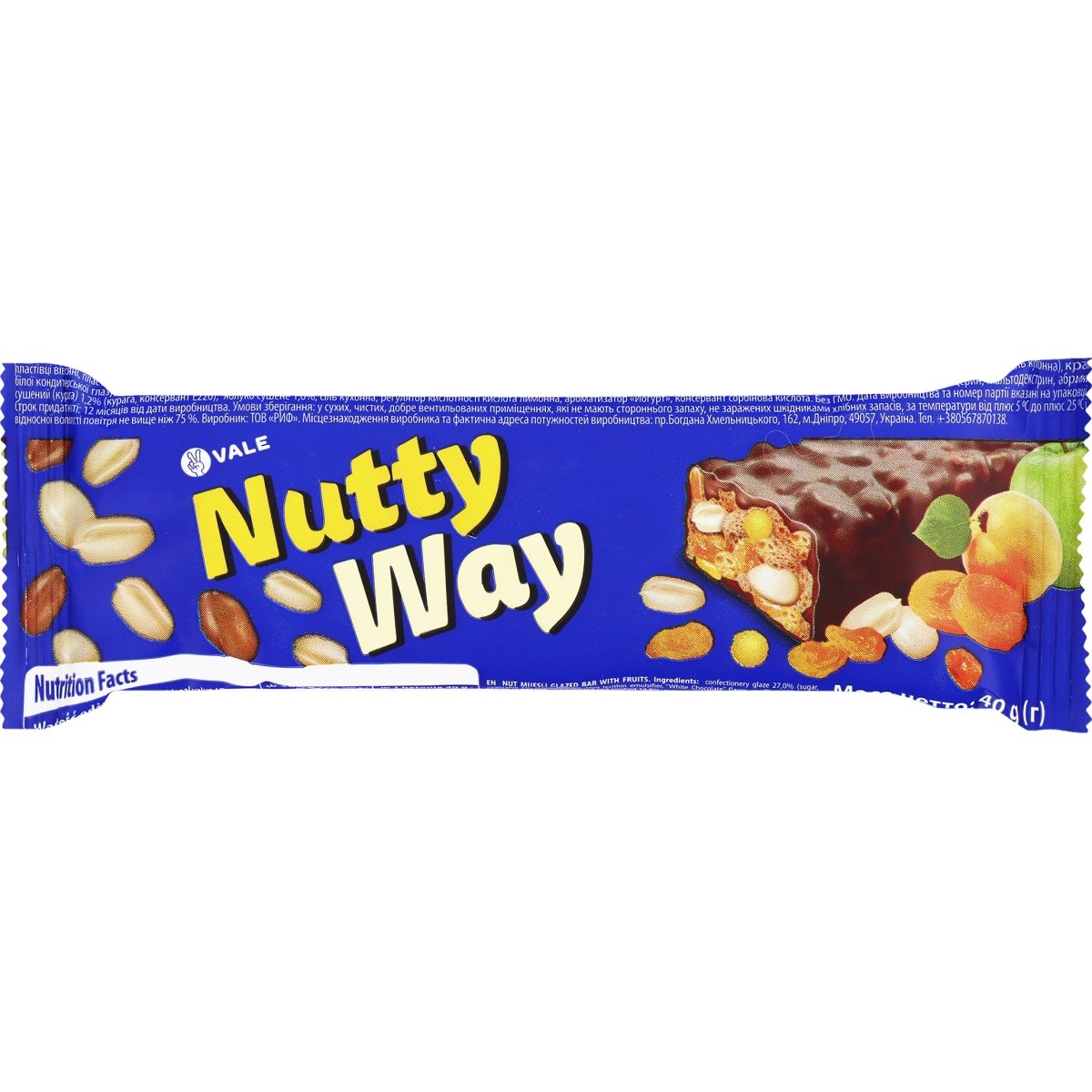 Батончик-мюслі Vale Nutty Way з фруктами глазурований 40 г - фото 1