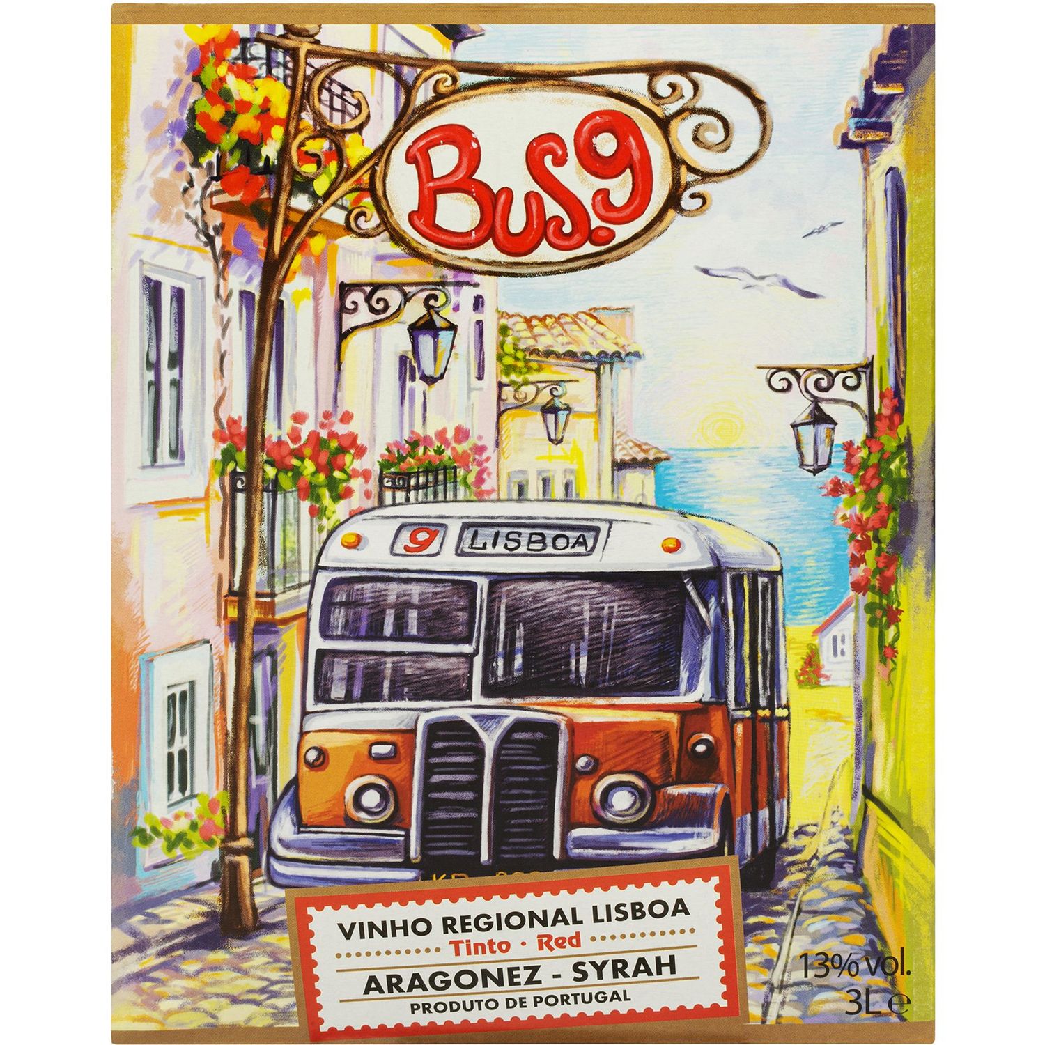 Вино Bus.9 Vinho Regional Lisboa Syran-Aragonez, червоне, сухе, 3 л - фото 1