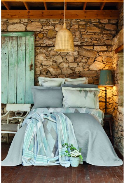 Набор постельное белье с покрывалом и пледом Karaca Home Lauro gri, евро, серый, 8 предметов (svt-2000022265362) - фото 1