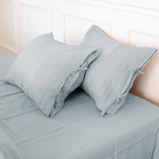 Комплект постельного белья MirSon Natural Linen Caspian лен полуторный серо-голубой (2200008248222) - фото 6