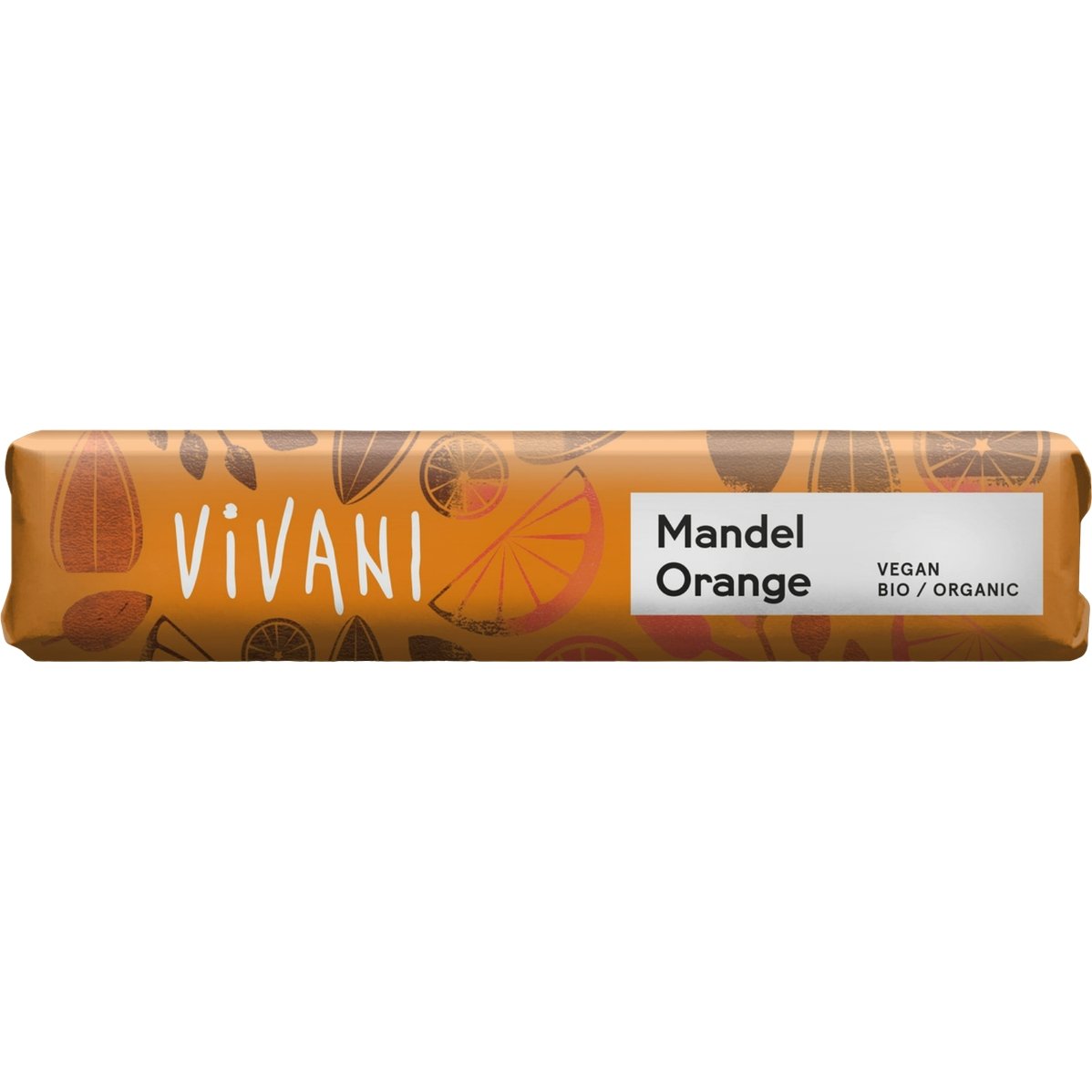 Батончик Vivani Mandel Orange молочный шоколад с миндалем и апельсином органический 35 г - фото 1