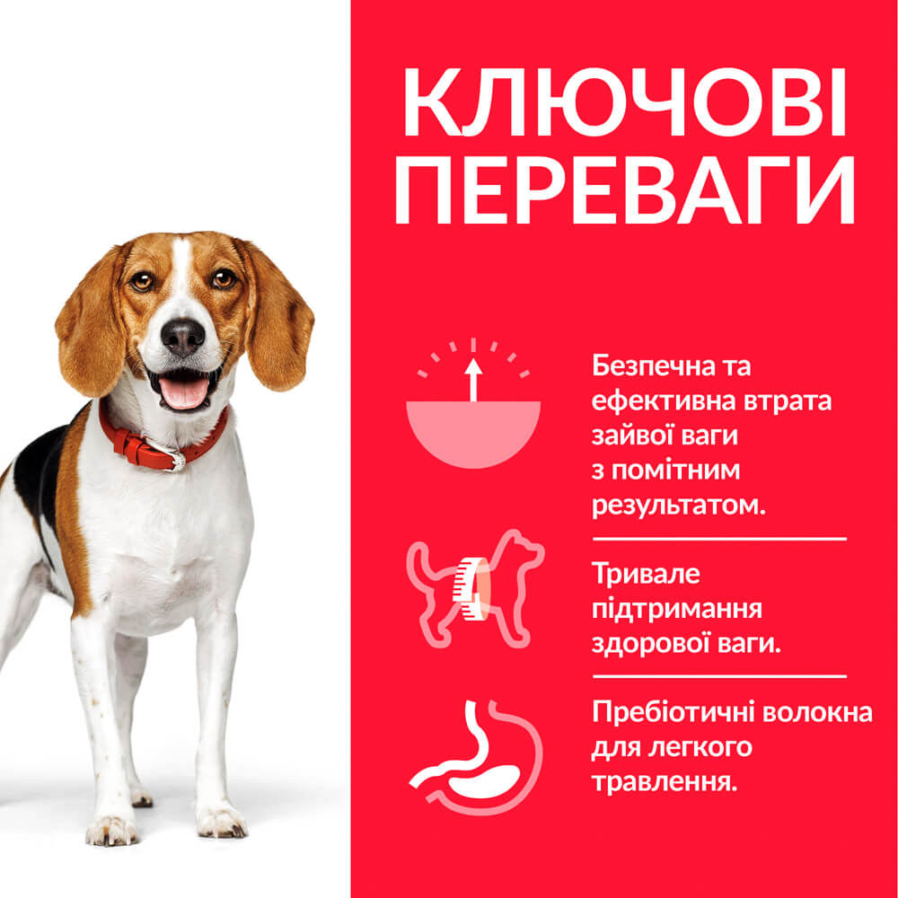 Сухий корм для дорослих собак середніх порід Hill’s Science Plan Adult Perfect Weight Medium Breed, для підтримання ваги, з куркою, 2 кг (604296) - фото 4