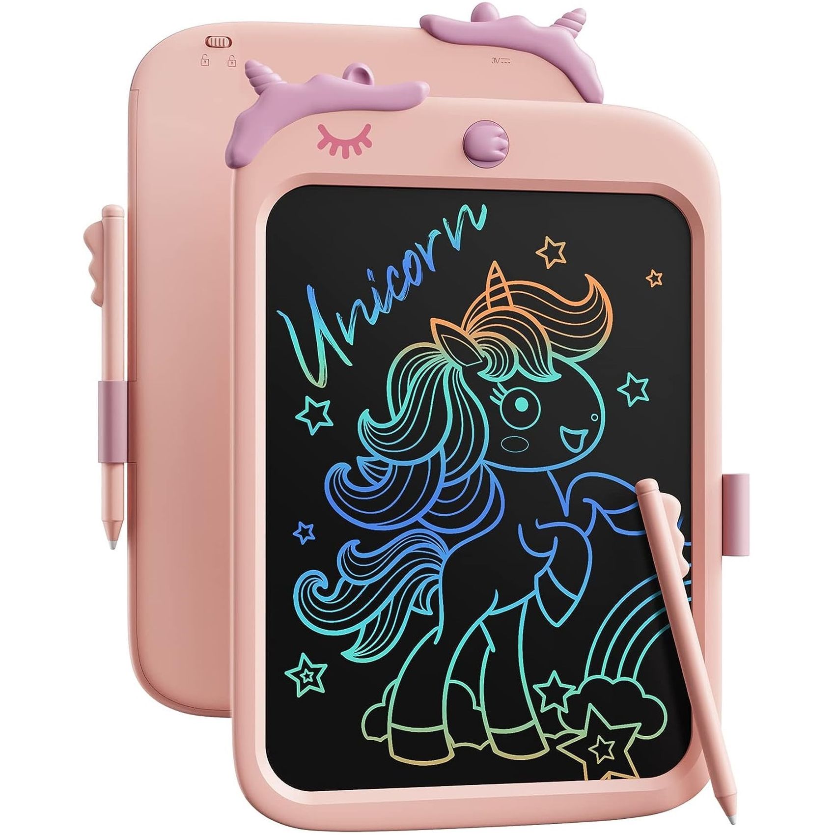 Детский LCD планшет для рисования Beiens Единорог 10” Multicolor розовый (К1009pink) - фото 1