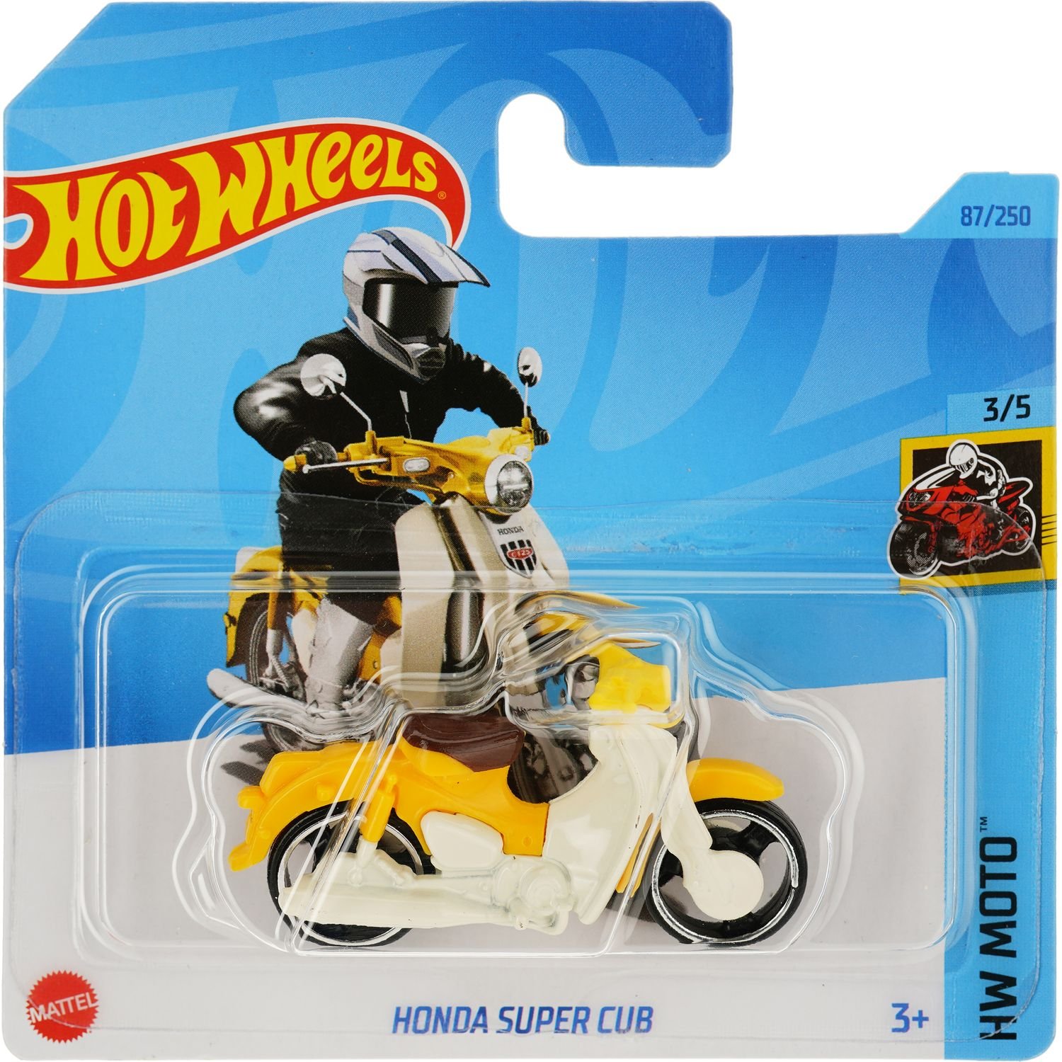 Базовая машинка Hot Wheels HW Moto Honda Super Cub желтая (5785) - фото 1