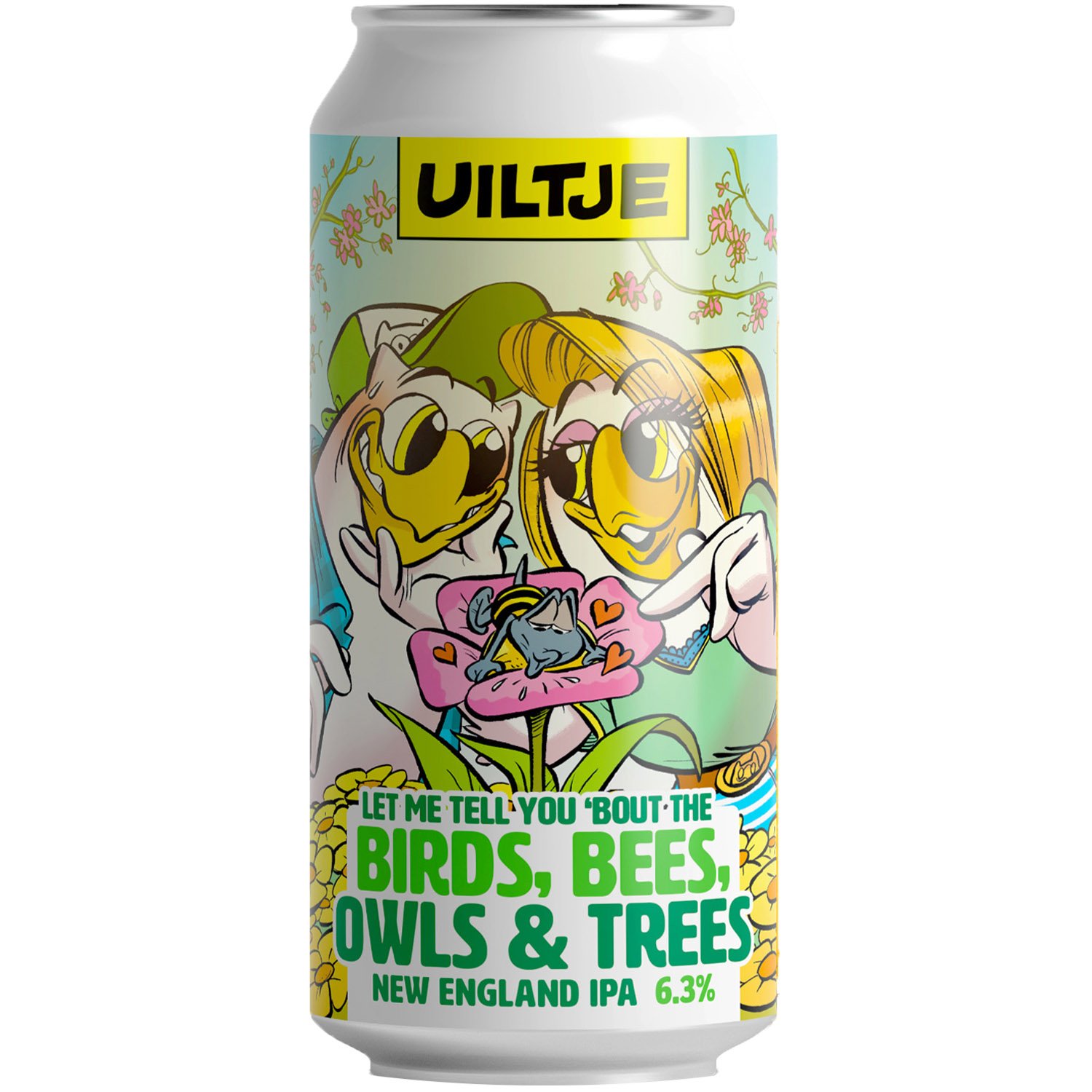 Пиво Uiltje Birds Bees Owls&Trees New England IPA, світле, 6,3%, з/б, 0,44 л - фото 1