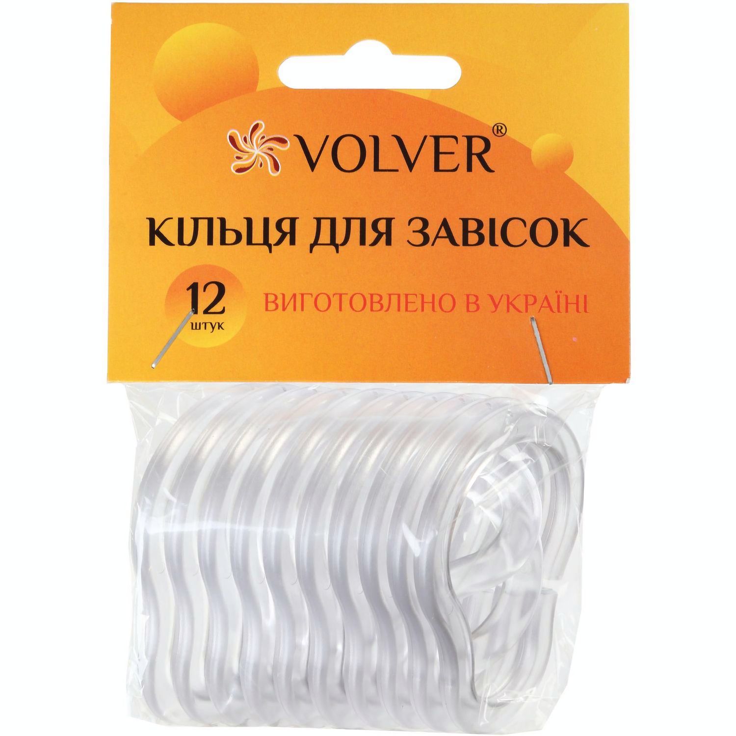 Кольца для шторки в ванной Volver, прозрачные, 12 шт. (68111) - фото 1