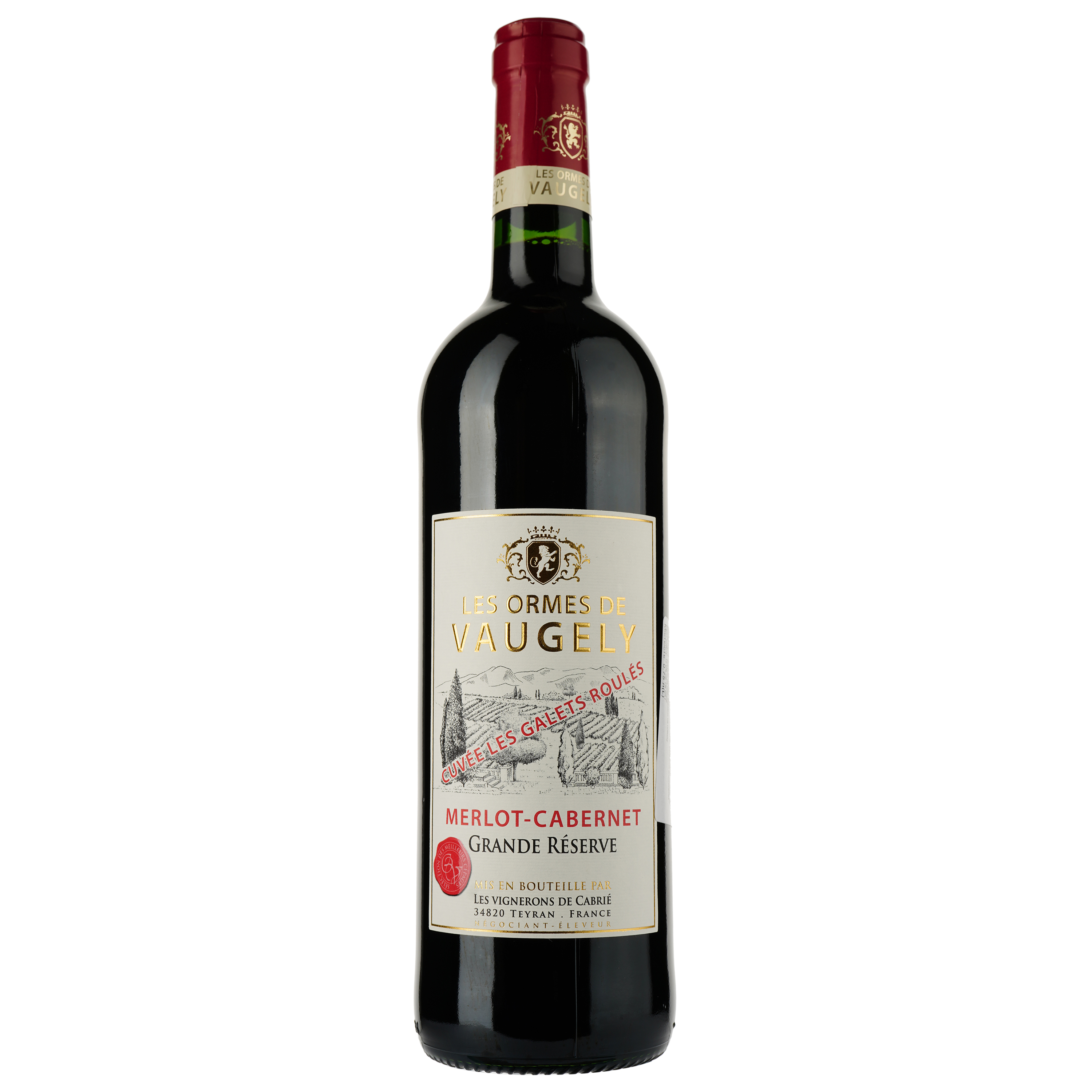 Вино Les Ormes De Vaugely Les Galets Roules Merlot Cabernet Vin de France, красное, сухое, 0,75 л - фото 1