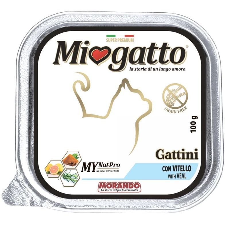 Беззернові консерви для кошенят Morando MioGatto Gattini, з телятиною, 100 г - фото 1