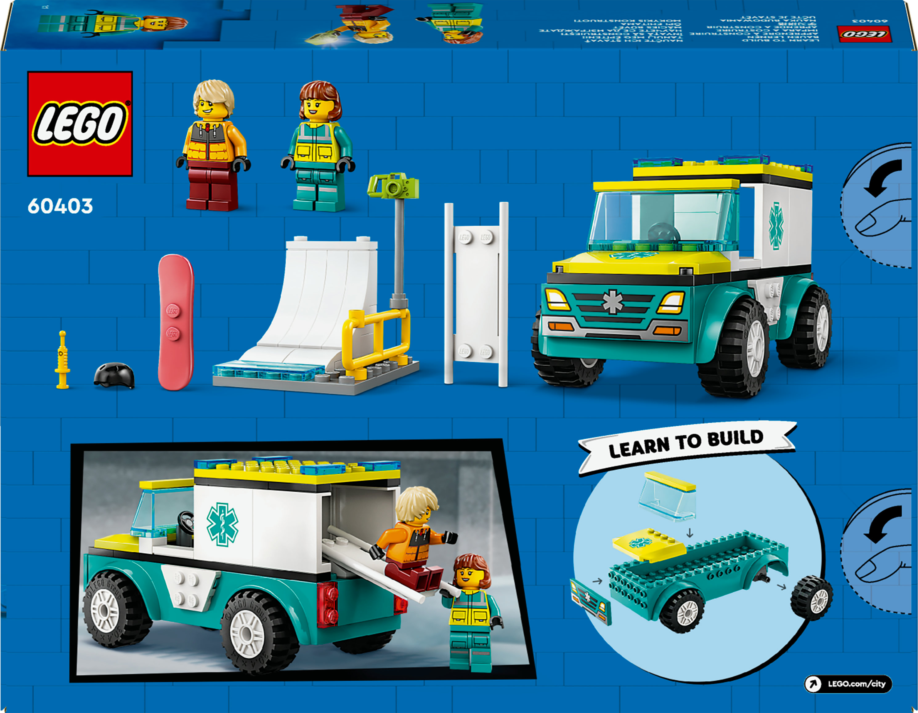 Конструктор LEGO City Карета скорой помощи и сноубордист 79 деталей (60403) - фото 9
