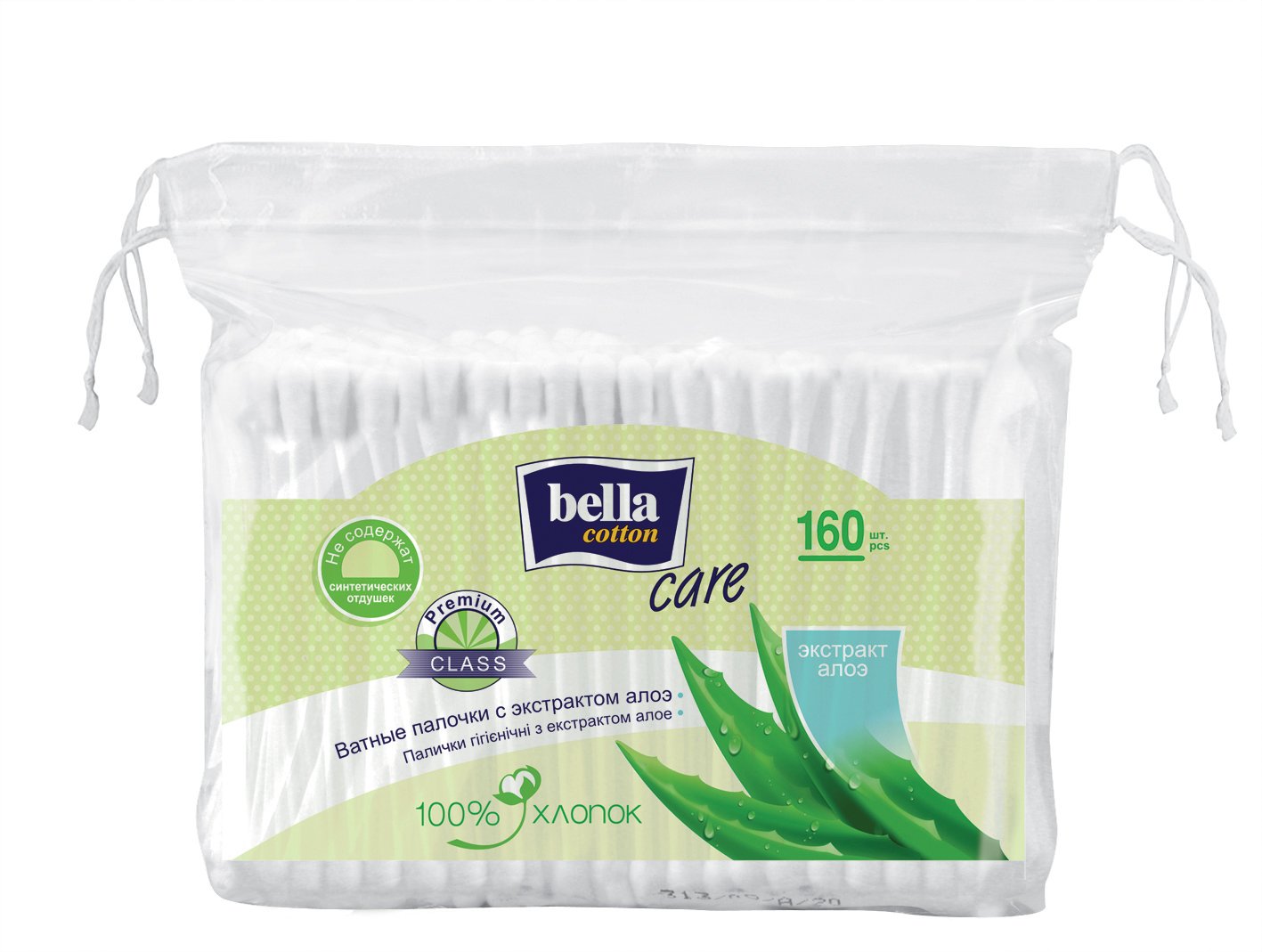 Ватні палички Bella Cotton Care з екстрактом алое, 160 шт (BC-081-F160-051) - фото 1