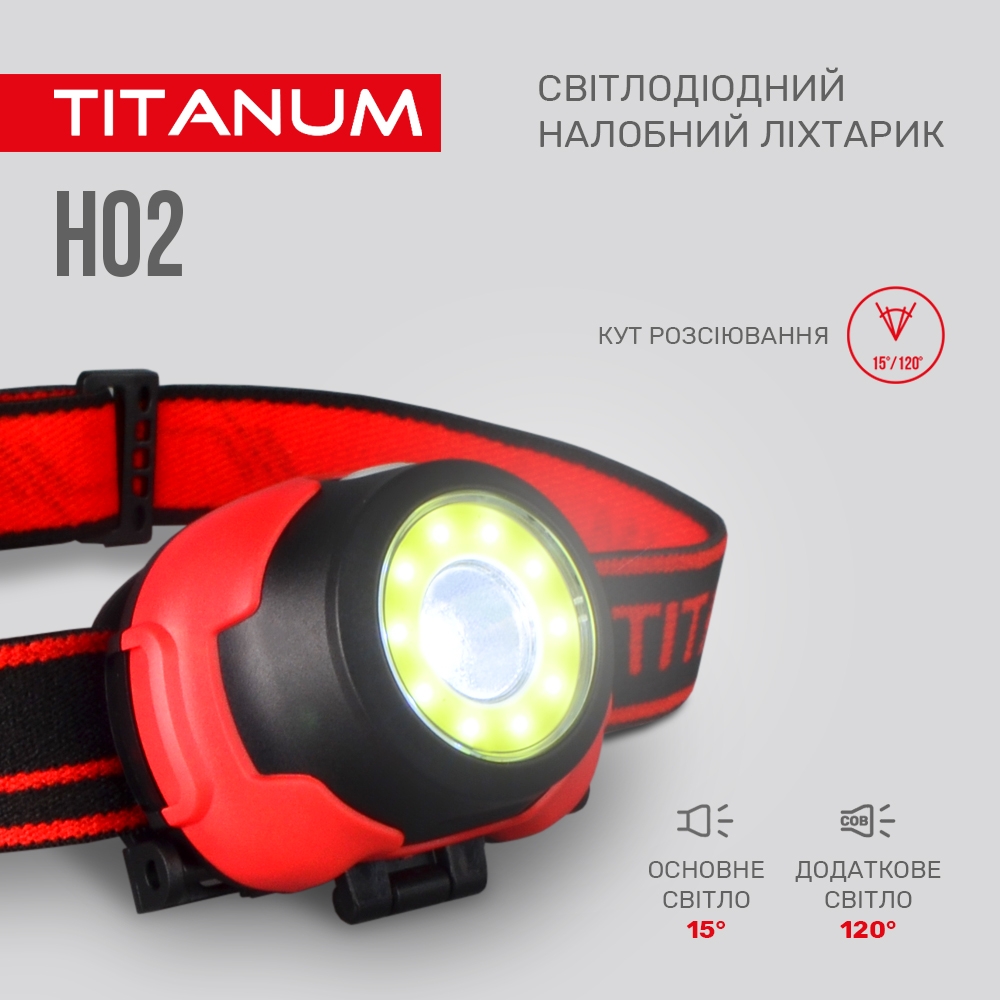 Налобний світлодіодний ліхтарик Titanum TLF-H02 100 Lm 6500 K (TLF-H02) - фото 4