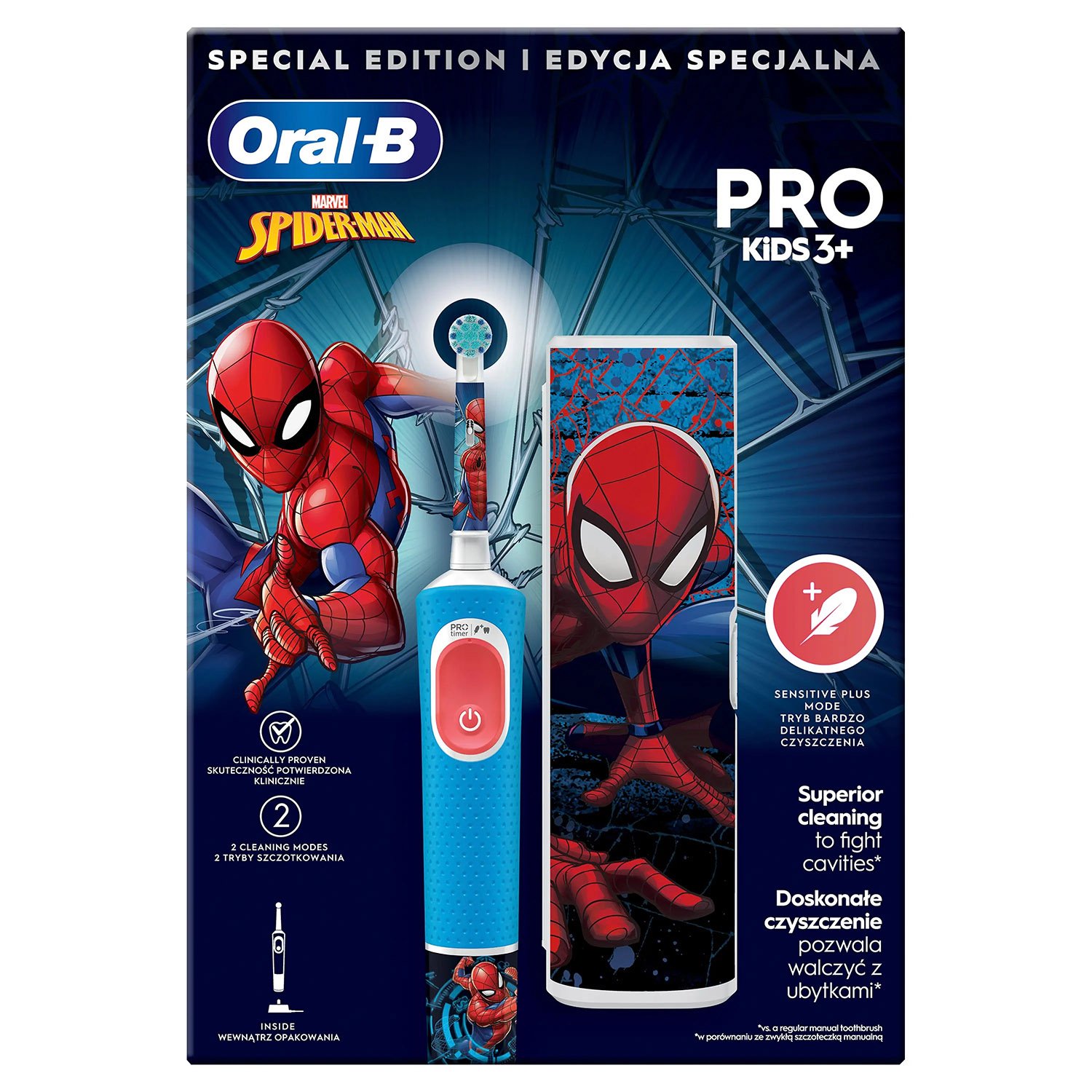 Электрическая зубная щетка Oral-B Pro Kids Человек-Паук с футляром купить в  Киеве, Украине | MAUDAU: цена, отзывы, характеристики