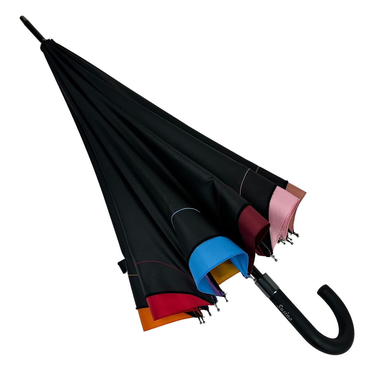 Женский зонт-трость полуавтомат Susino 102 см черный - фото 3