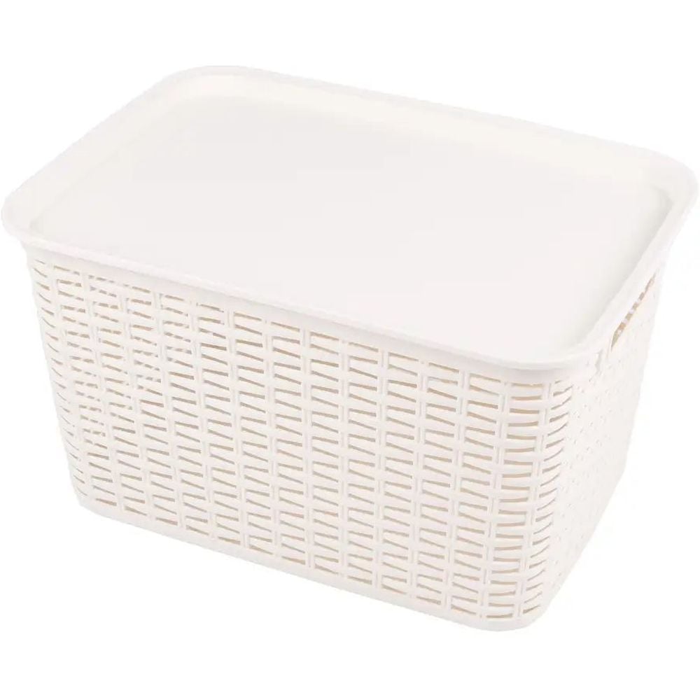 Універсальний пластиковий кошик Supretto для білизни з кришкою білий 20 л (82970001) - фото 1