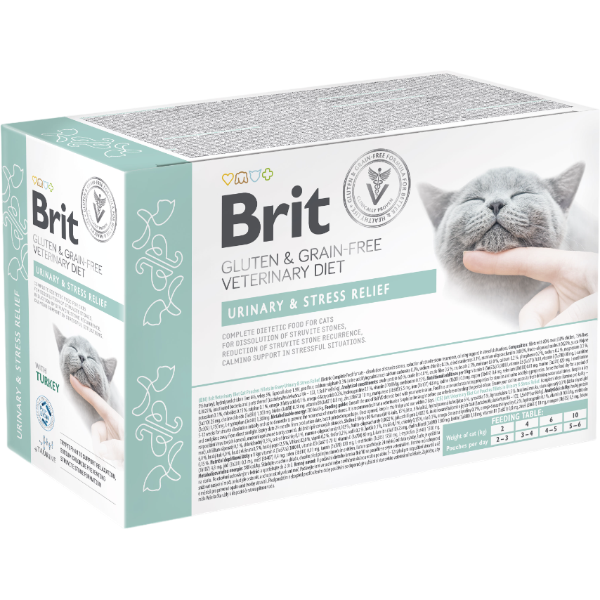 Вологий корм для котів Brit VetDiet Urinary and Stress Relief з індичкою 12 шт. x 85 г - фото 1