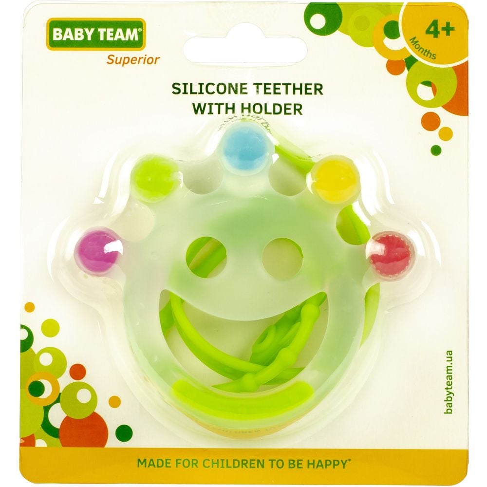Прорезыватель силиконовый Baby Team Веселое кольцо, с держателем - фото 3