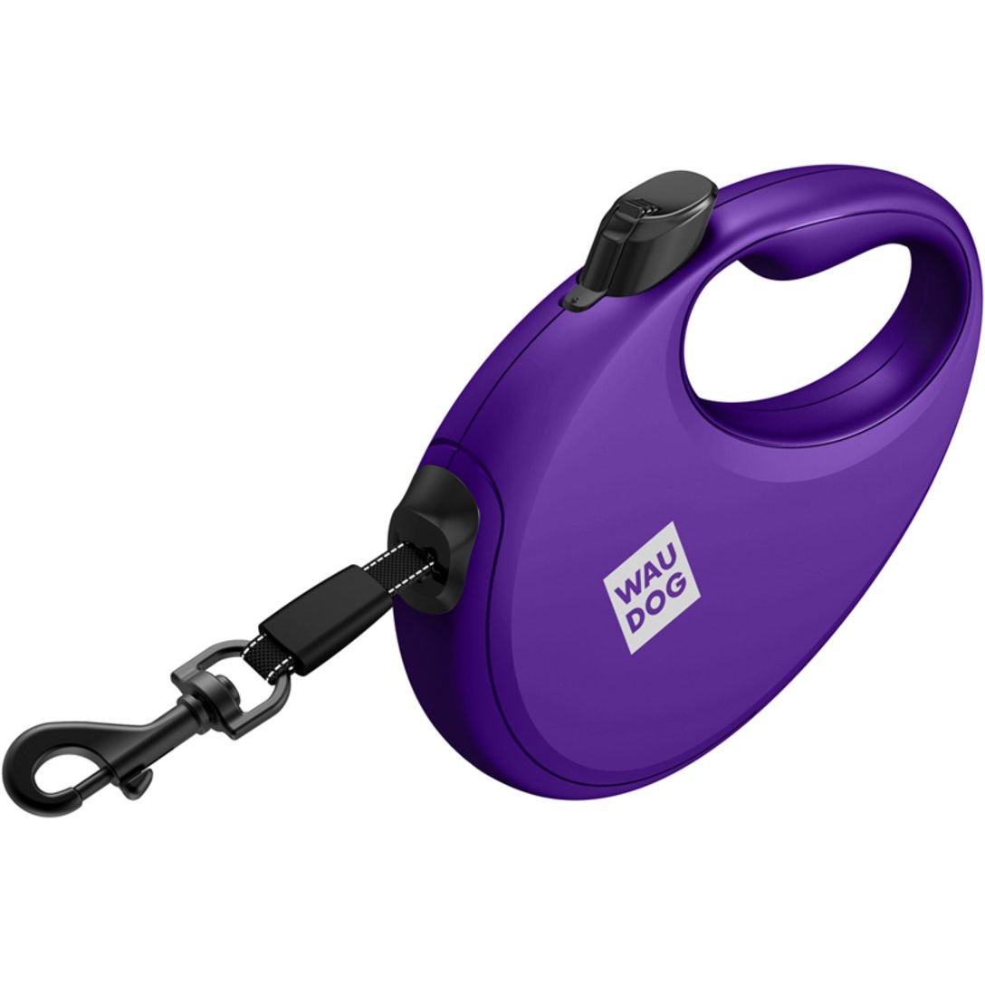 Поводок-рулетка для собак Waudog R-leash с контейнером для пакетов, светоотражающая лента, S до 12 кг, 3 м фиолетовый - фото 3