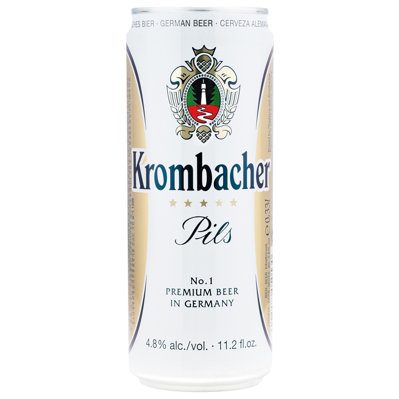 Пиво Krombacher Pils, светлое, фильтрованное, ж/б, 4,8%, 0,5 л - фото 1