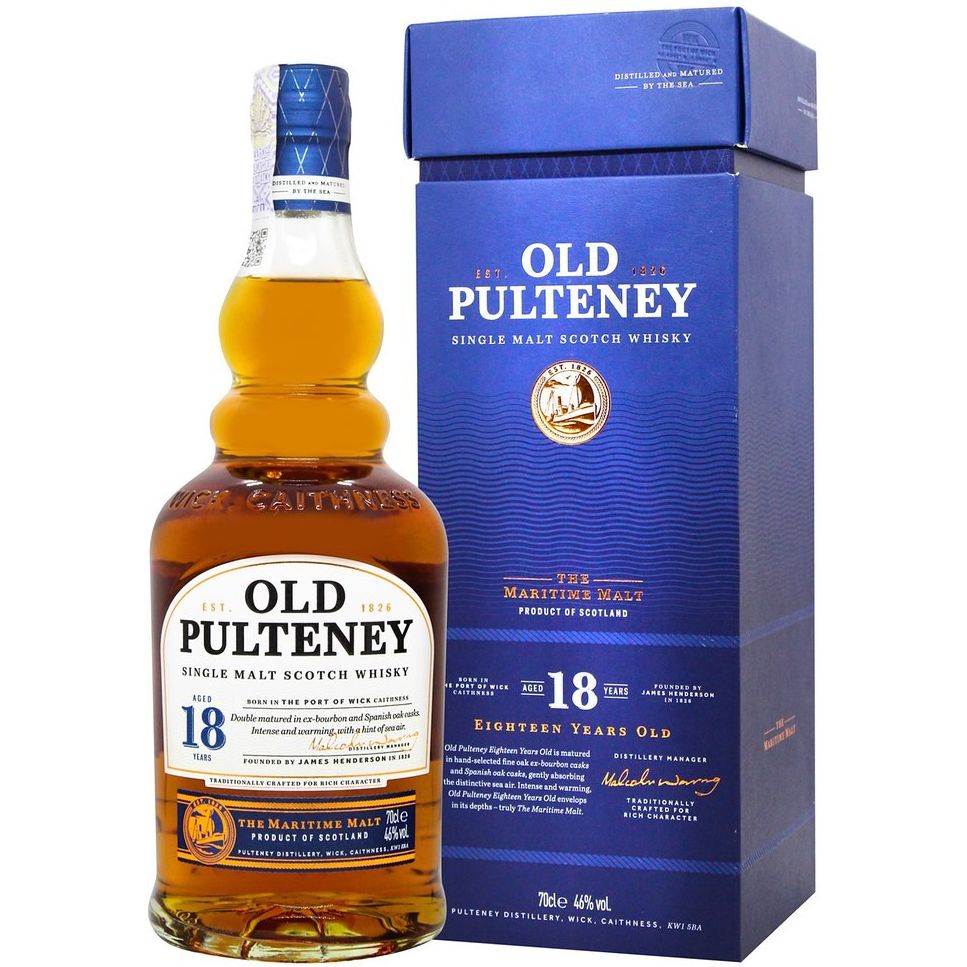 Виски Old Pulteney 18 yo 46% 0.7 л в подарочной коробке - фото 1