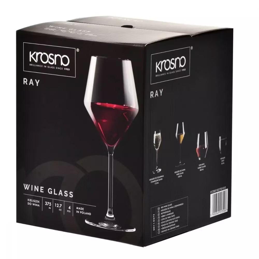 Набор бокалов для вина Krosno Perla Ray, стекло, 375 мл, 4 шт. (913506) - фото 3