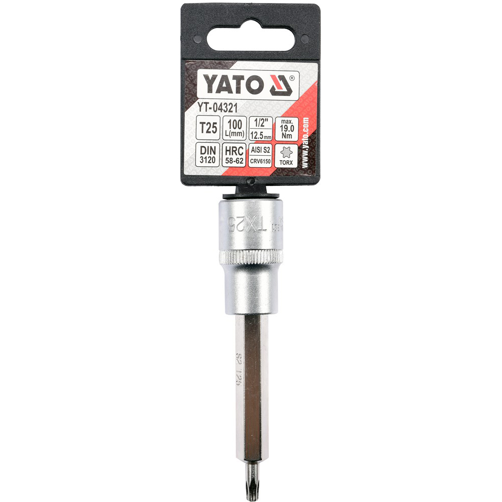 Головка торцевая Yato квадрат 1/2" TORX удлиненная Т25 L= 100 мм (YT-04321) - фото 3