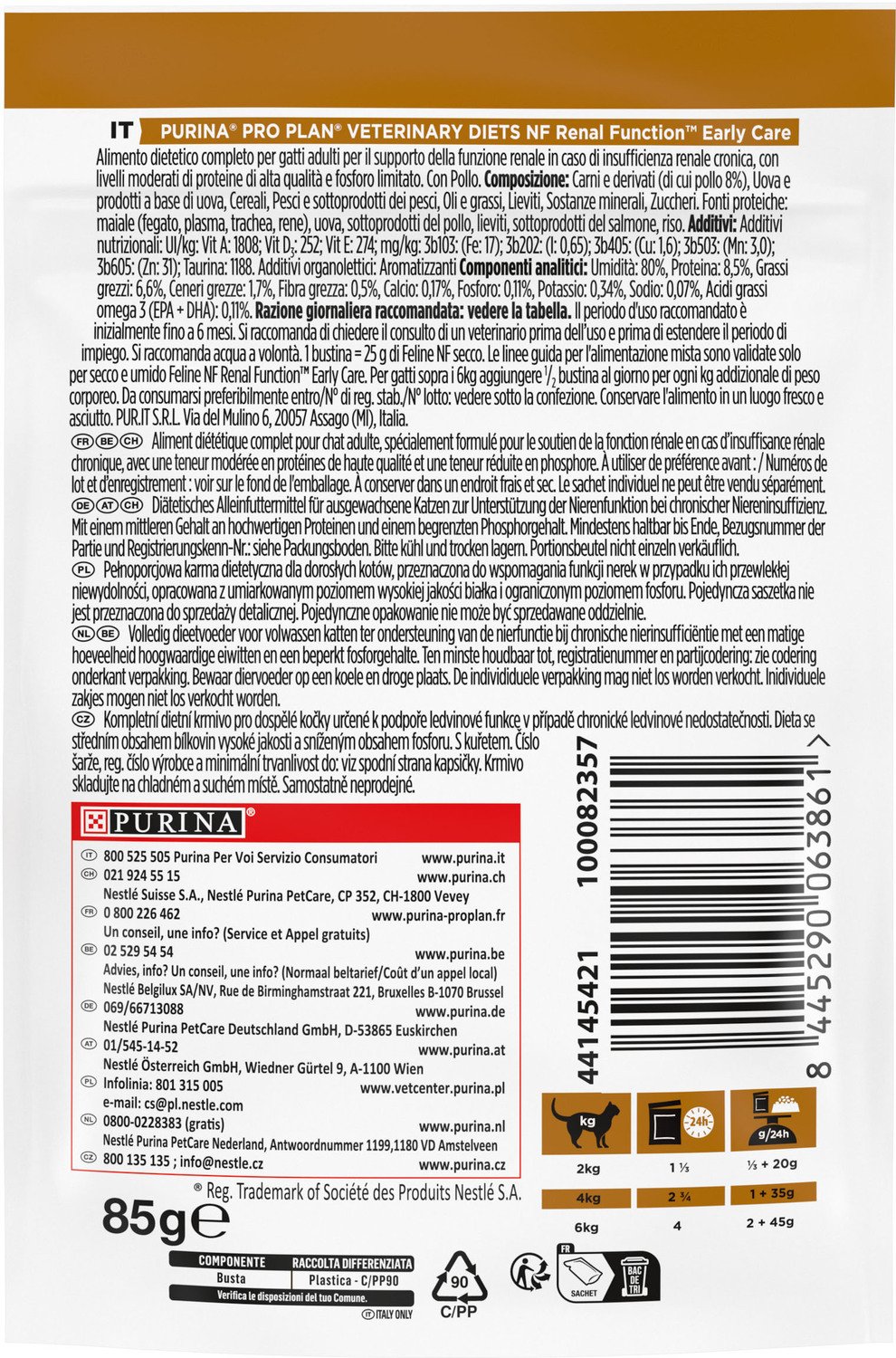 Набір паучів Purina Pro Plan Veterinary Diets NF Renal Function Early Care при патології нирок з куркою 10 шт. х 85 г - фото 4