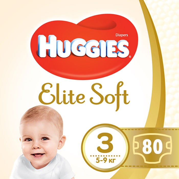 Підгузки Huggies Elite Soft 3 (5-9 кг), 80 шт. (2 уп по 40 шт.) - фото 2