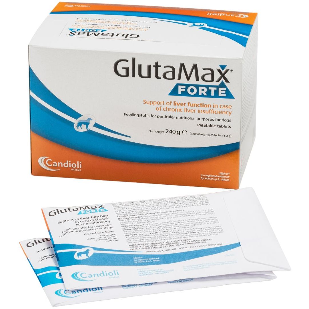 Диетическая добавка Candioli GlutaMax Forte для поддержки печени при хронической печеночной недостаточности у собак, 10 таблеток - фото 2