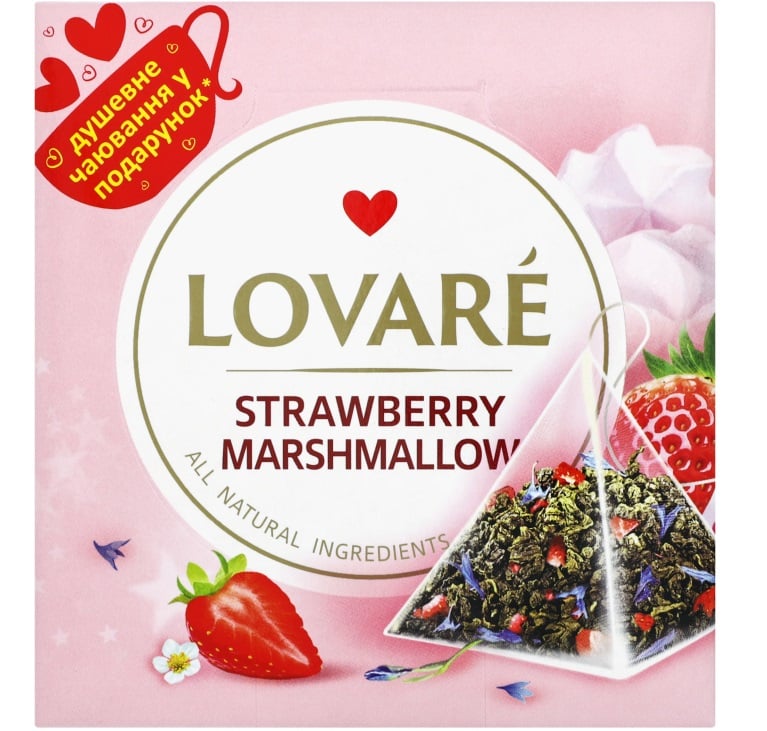 Чай зелений Lovare Strawberry marshmallow 30 г (15 шт. х 2 г) (806911) - фото 1