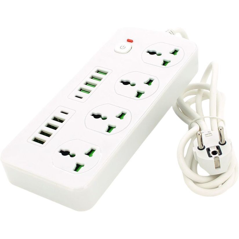 Мережевий фільтр-подовжувач Voltronic ТВТ91 4 розетки + 8xUSB + 2xPD 2 м 3х0.75 мм 3000W White - фото 1