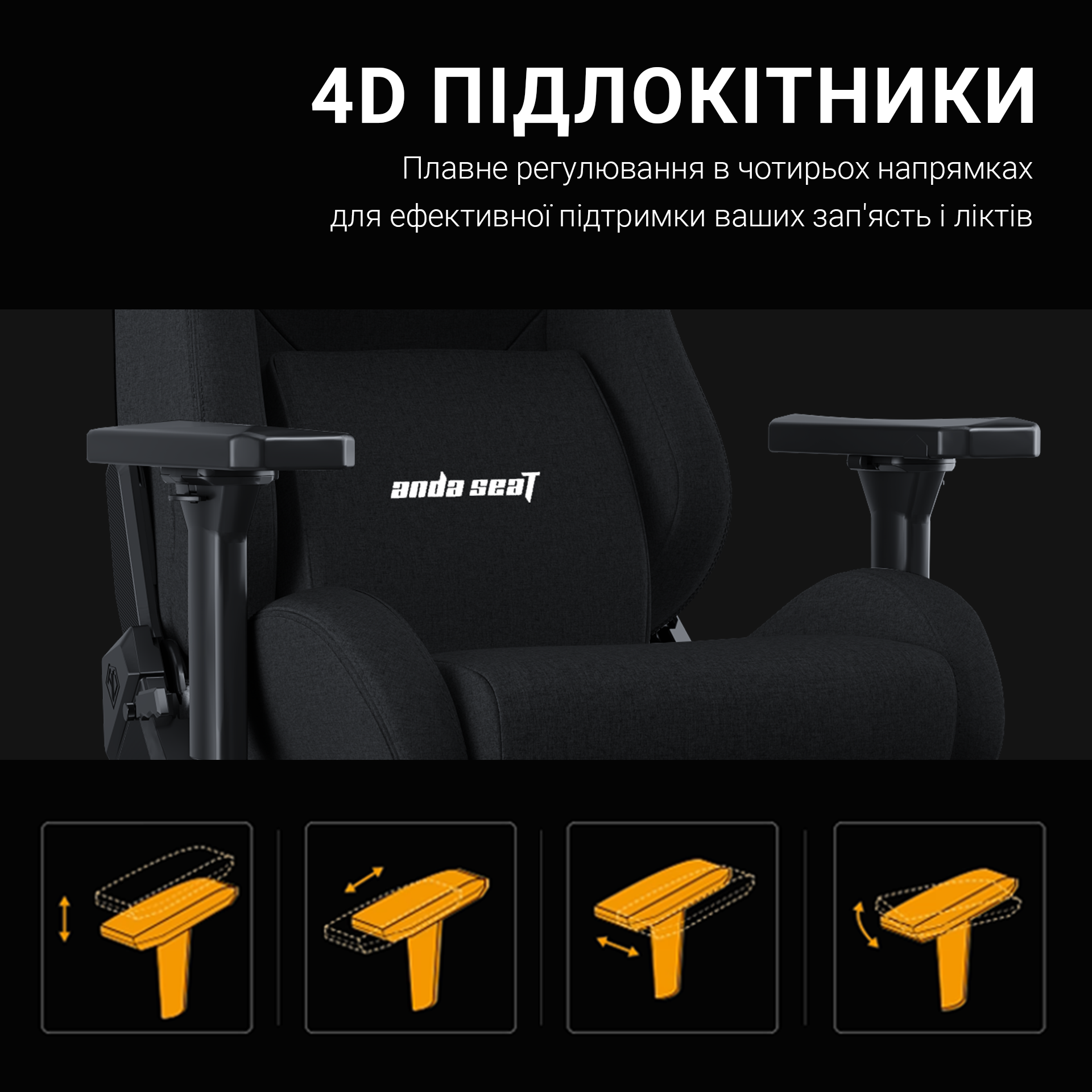 Крісло ігрове Anda Seat Kaiser 2 Pro Size XL Gray Linen Fabric (AD12YXL-17-G-F-G01) - фото 11