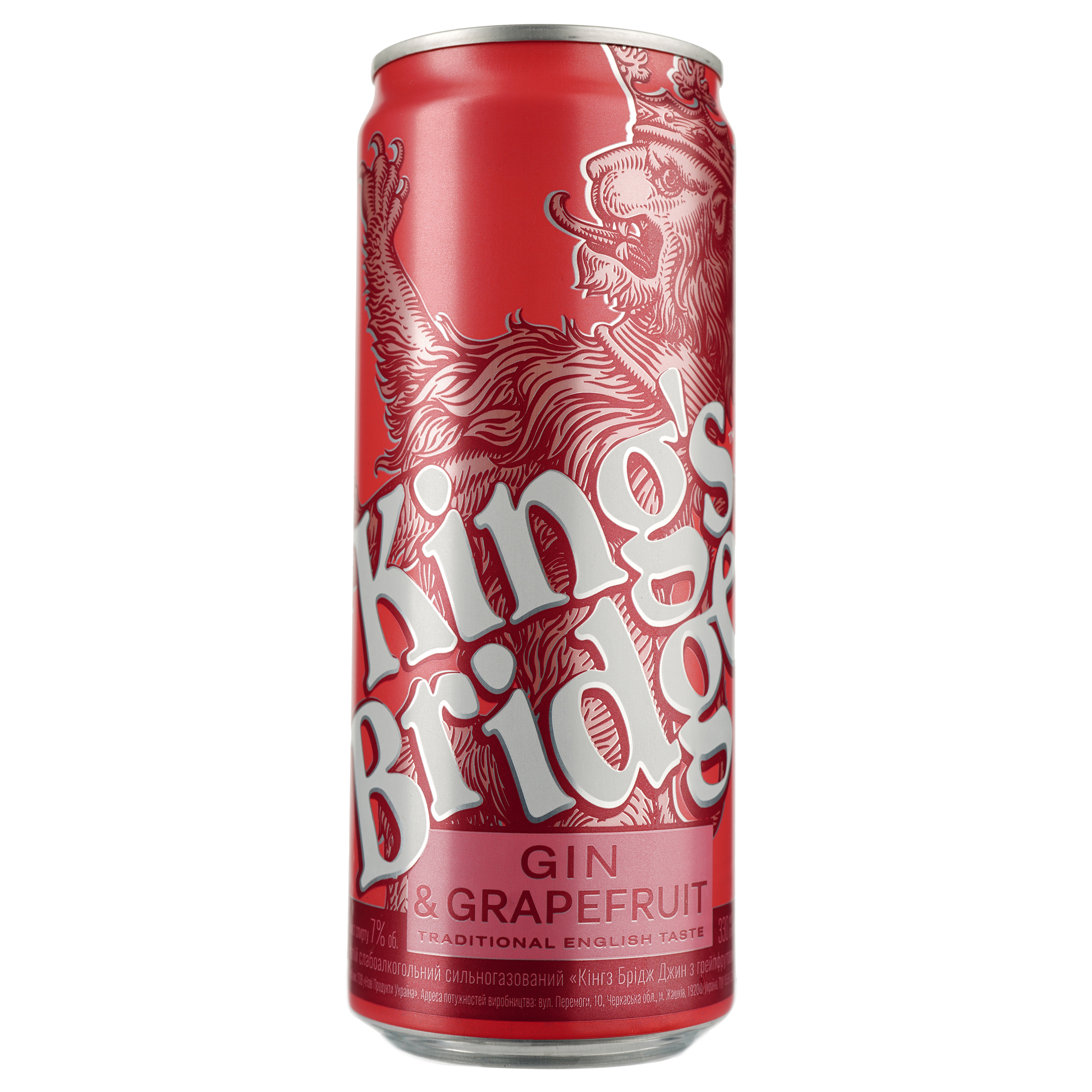 Напиток слабоалкогольный King's Bridge Gin&Grapefruit, ж/б, 7%, 0,33 л - фото 1