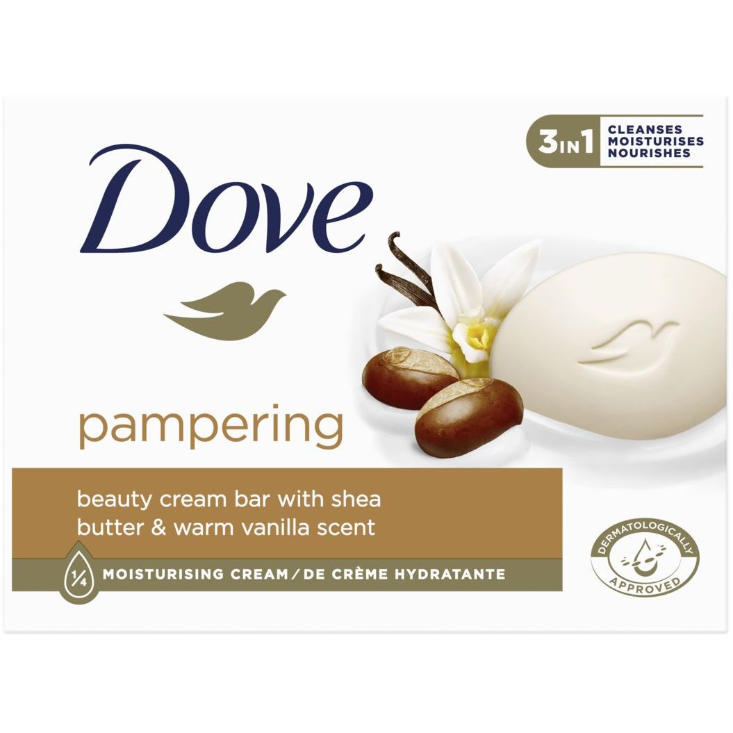Крем-мыло Dove Purely Pampering Shea Butter Beauty Cream Bar Обьятья нежности, с маслом ши, 90 г - фото 1